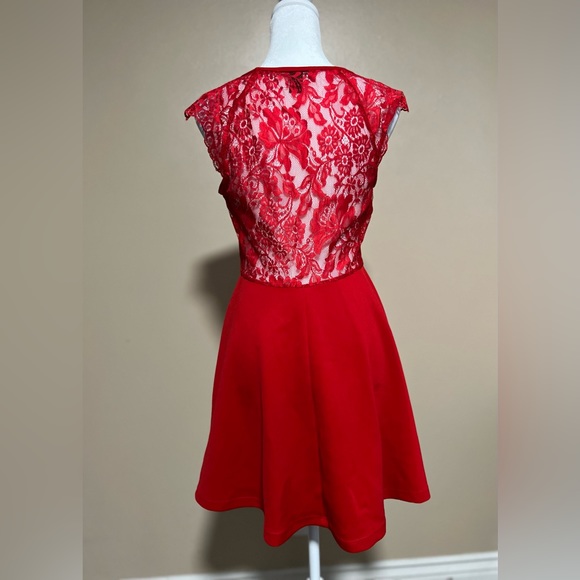 Forever 21 Back Lace Skater dress|Size:Small| Color:Red|Mini - Picture 5 of 6